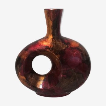 Vase en métal émaillé et laqué hauteur 33cm