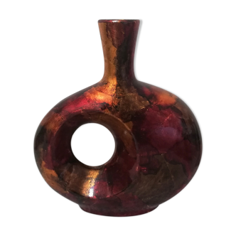 Vase en métal émaillé et laqué hauteur 33cm