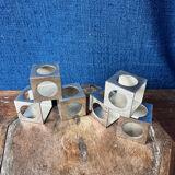 Set of 6 minimalist chrome steel candle holders from the 70s.