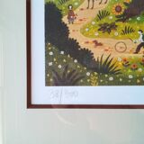 Lithograph Alain Thomas Champetre Scene