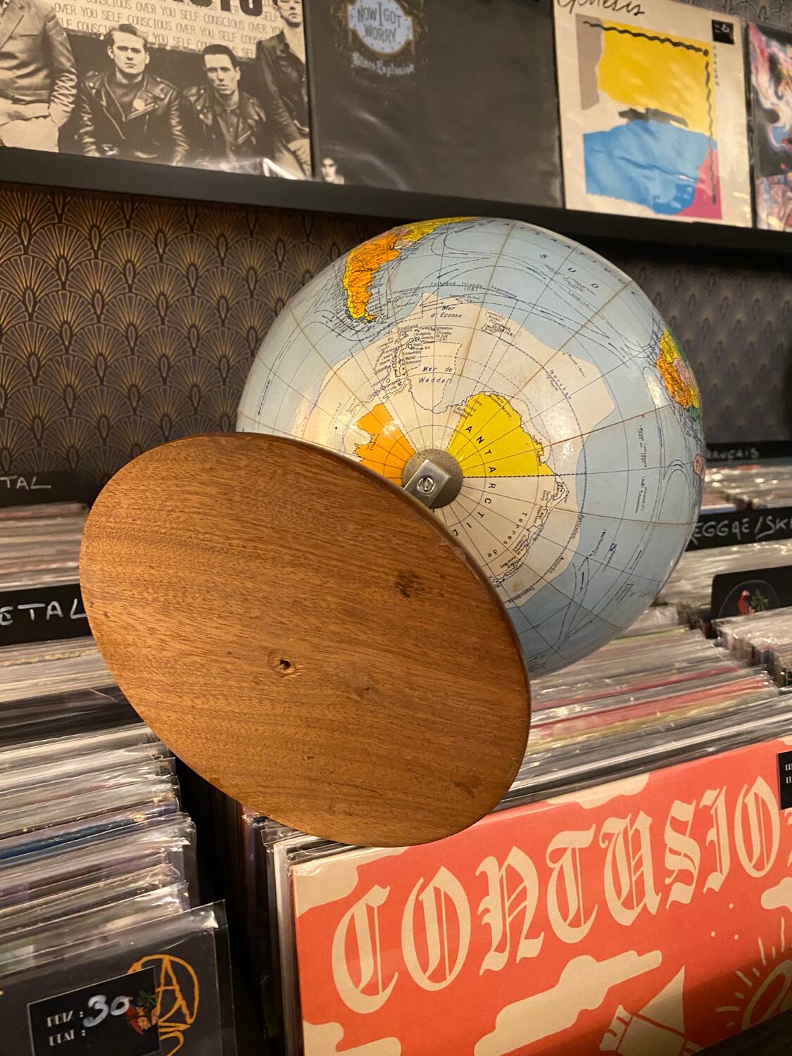 Vintage world map globe.