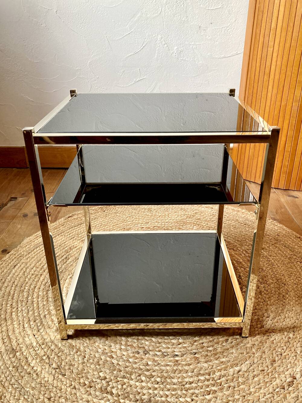 Gold metal side table, in the style of Maison Jansen, 1970s.