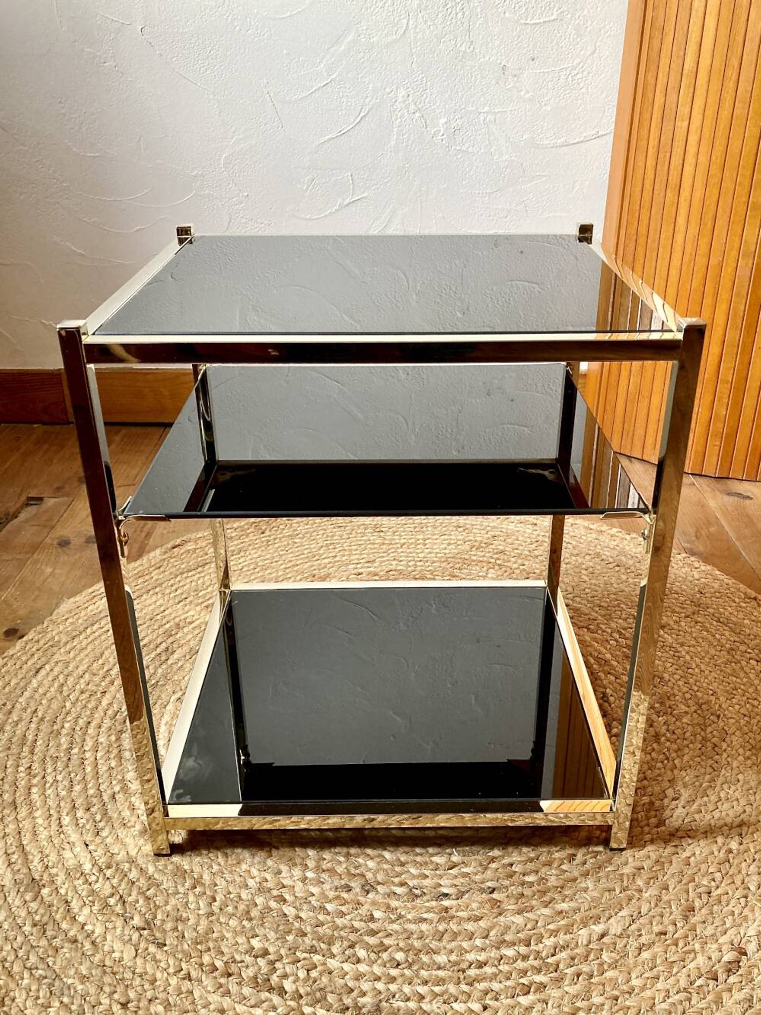 Gold metal side table, in the style of Maison Jansen, 1970s.