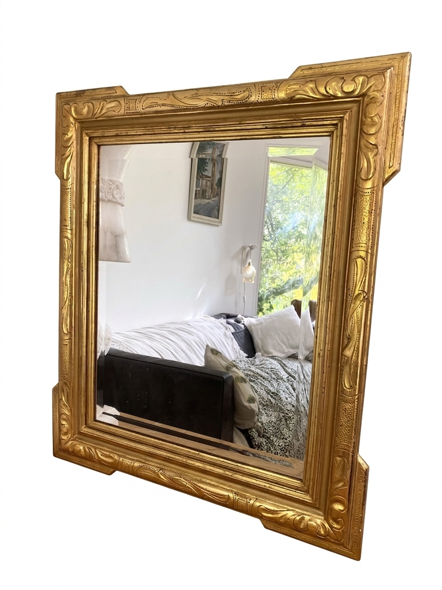 Superb antique bevelled mirror with "ears" – Louis-Philippe style – F