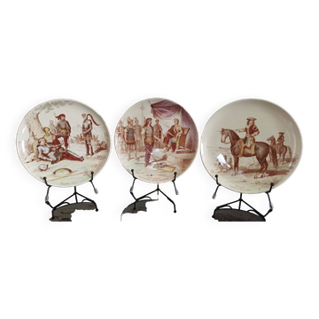 3 assiettes en faïence Creil et Montereau