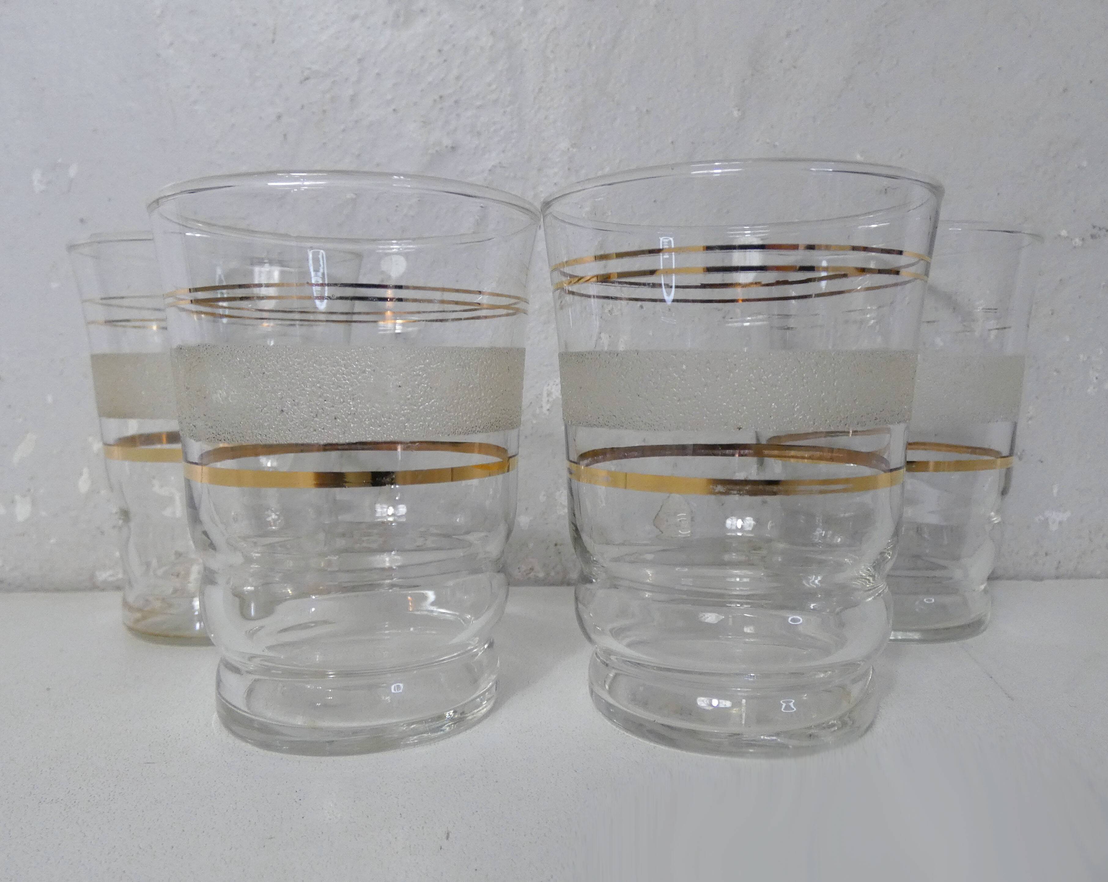 4 old vintage white granite glasses