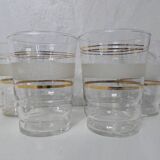 4 anciens verres granités blancs vintage