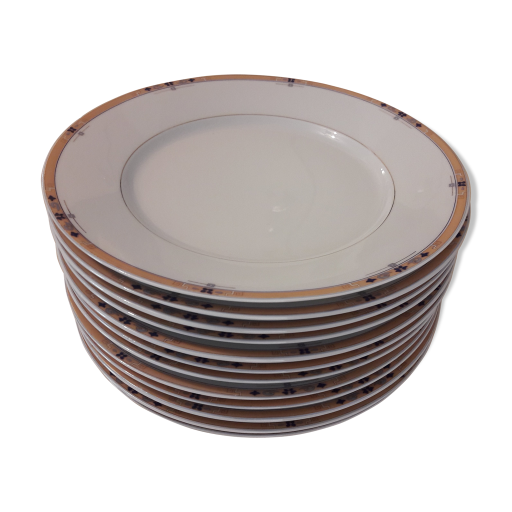 Lot De 4 Assiettes à Dessert Philippe Deshoulières - Porcelaine Multicolore, Occasion