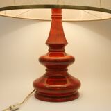 Large vintage red ceramic lamp