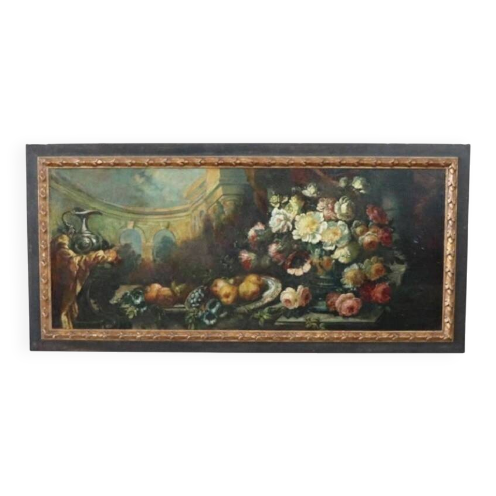 Still Life, Large Oil Painting On Canvas, Italy, 19th Century