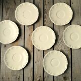 7 large saucers Sarreguemines in off-white faience