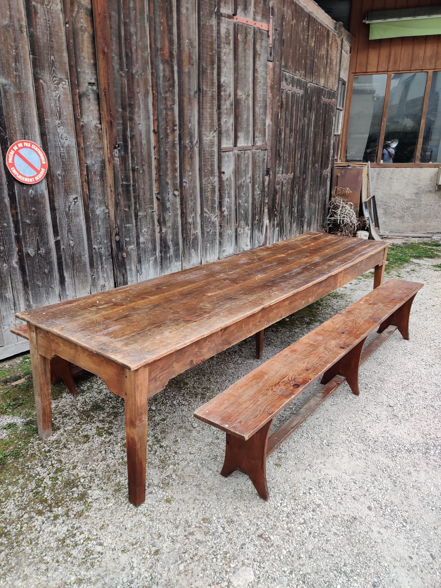 Very large bistro table and benches