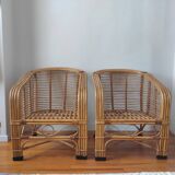 Pair of rattan armchairs