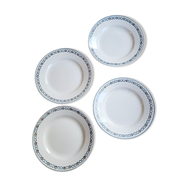 Lot n°2 de 4 assiettes plates bre pmps de Longwy