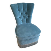 Vintage blue velvet armchair, 1950s-60s.