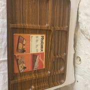 Meal tray dressx wood household with vintage compartments 1970