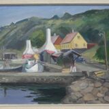 Erik Almgren, Swedish Modern Landscape, 1960s, Oil on Canvas, Framed