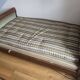 Paire de lits bateau Louis Philippe en bois massif sculpté & velours vert v