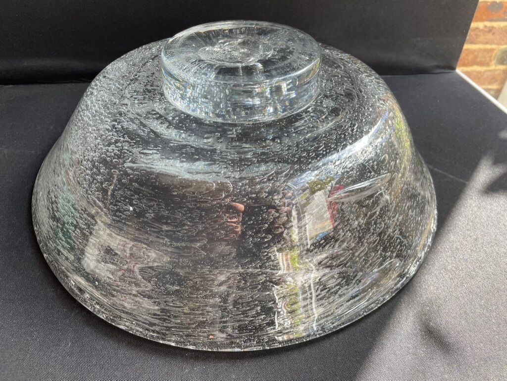 Large cut on bubbled crystal heel
