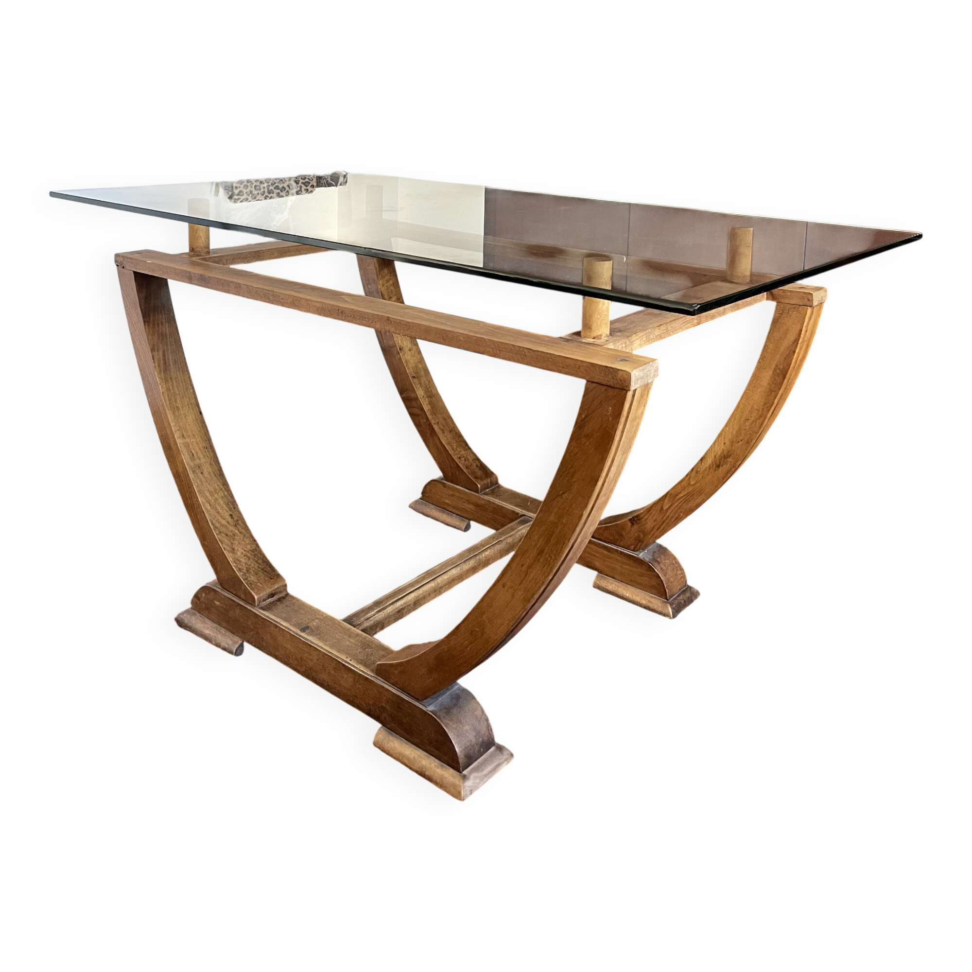 Dining table set with 4 solid wood chairs.