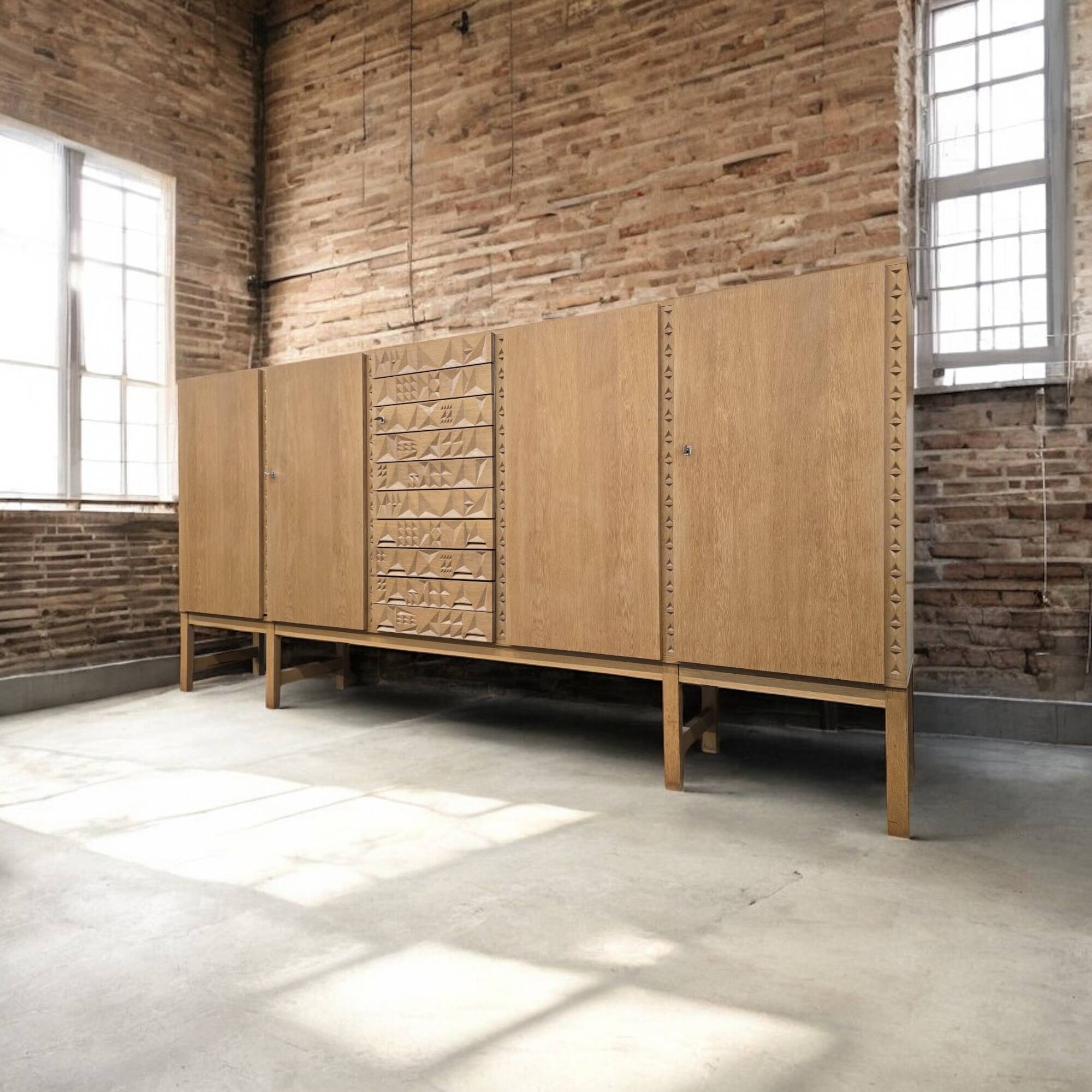 XL vintage mid-height wardrobe with brutalist accents