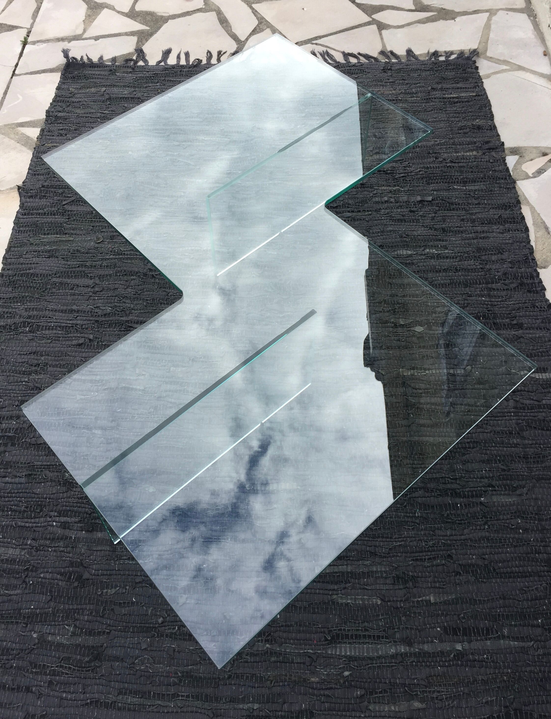 All-glass free-form coffee table