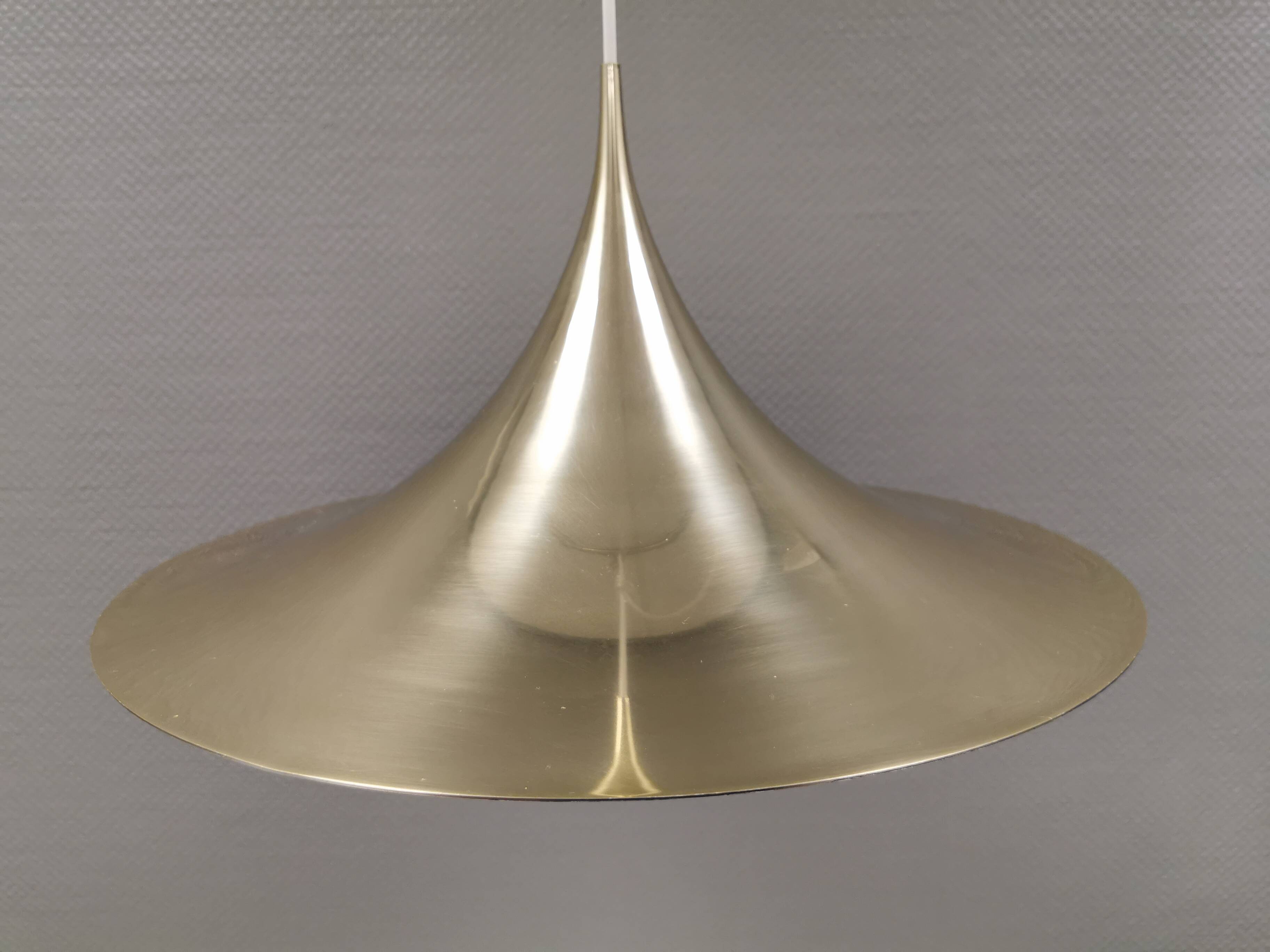 Golden semi hanging lamp, designed by bonderup & thorup Denmak 1974