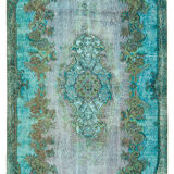 Handmade oriental 1980s 162 cm x 288 cm turquoise carpet