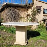 Octagonal travertine table