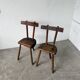 Pair of Savoyard tripod chairs, folk art, oak.