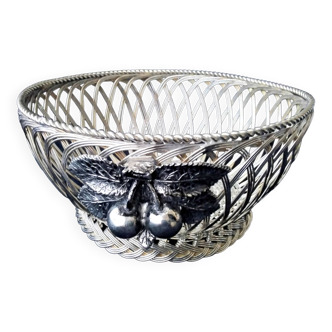 Bread basket, silver metal wire centerpiece