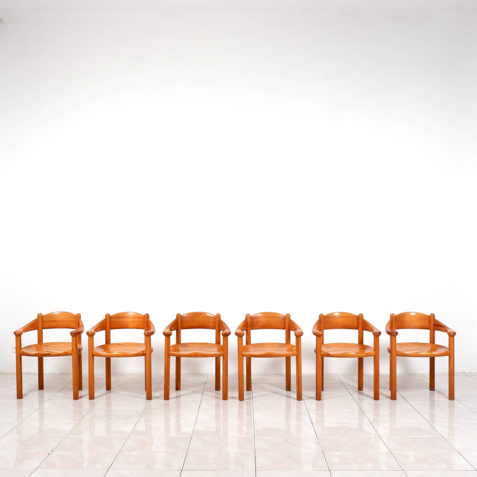 Set of 6 solid pinewood armchairs by Rainer Daumiller for Hirtshals Sawmill