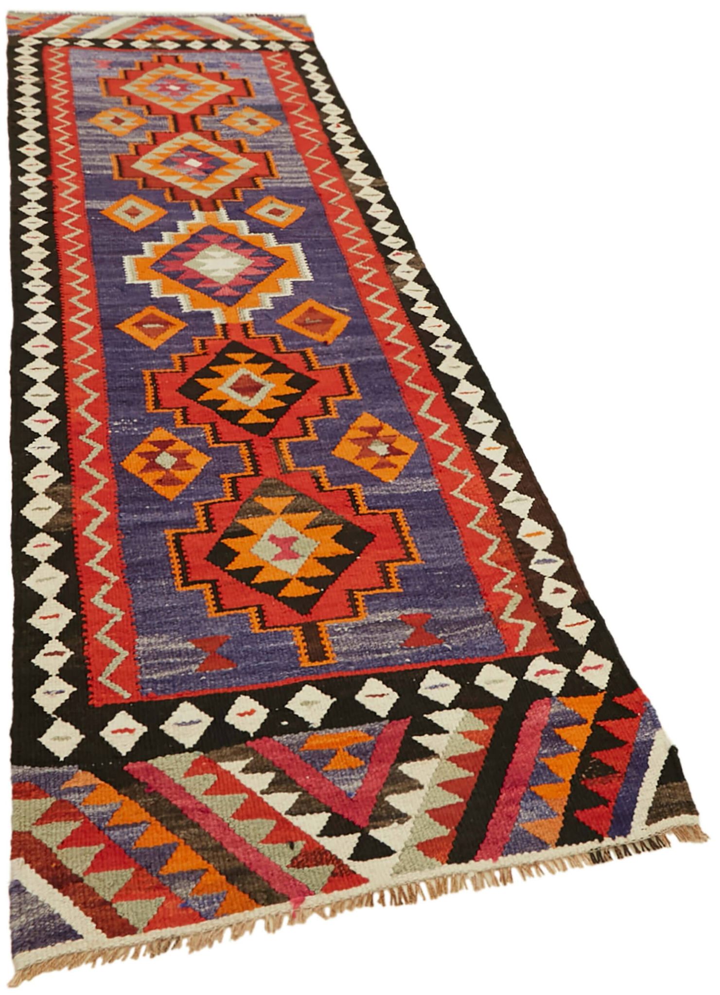 Turkish Handwoven Vintage Herki Kilim 97 cm x 324 cm