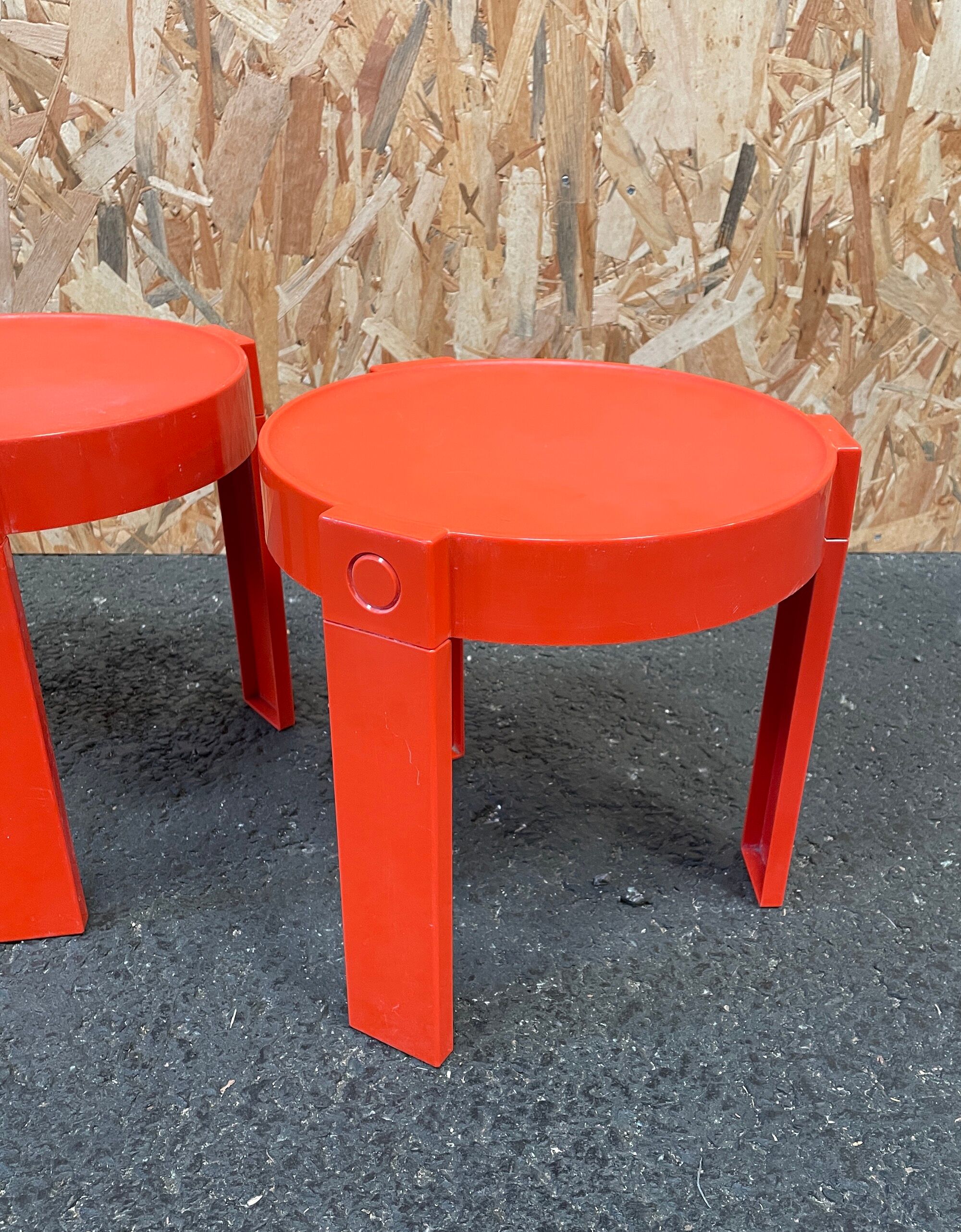 Pair of orange bedside tables