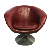 Red leather tulip foot chair