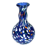 Biot vase in blue bubbled blown glass, design 2000, signed Arnold