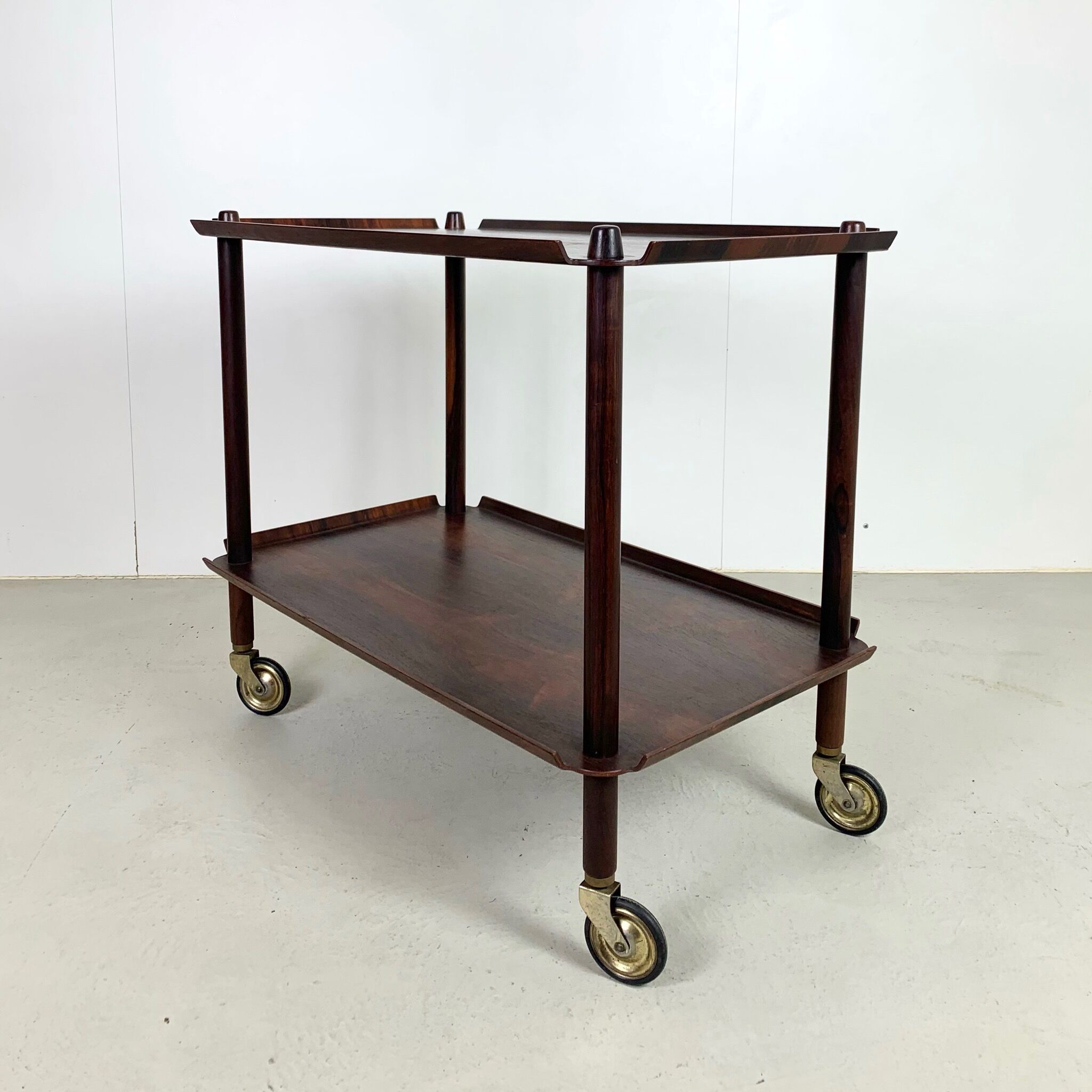 Danish midcentury serving trolley in palisander by poul hundevad, 1960s