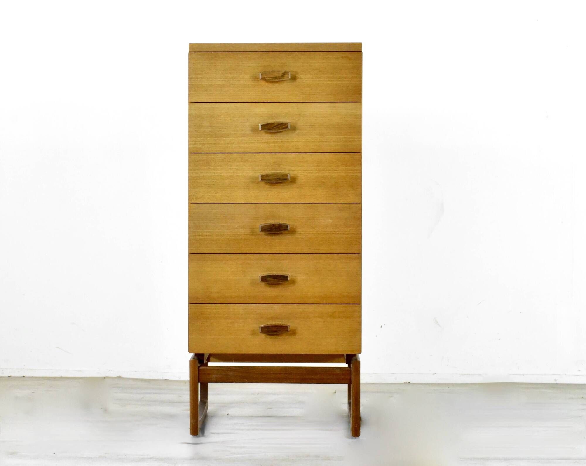 Midcentury G Plan Quadrille Teal Tallboy / Chest Of Drawers. Vintage Modern