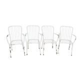 Série de 4 chaises pour jardin en métal style bambou
