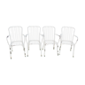 Série de 4 chaises pour jardin en métal style bambou