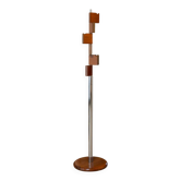 XL vintage coat rack in argent chrome and dark wood, Italian 1960s mid-century design with swivelling hooks