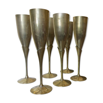 Suite de 6 flûtes coupes à champagne style Art deco