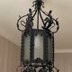 Vestibule lantern, hall, wrought iron entrance & cathedral glass, 80 cm pendant light