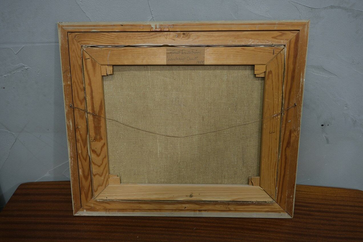 Knut lindström, swedish modern painting, 1954, oil on canvas, framed