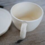 Series of 7 vintage ceramic cups and saucers by Le Pot de Terre