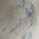 Signed watercolour monochrome blue study of the statue "The Kiss by Rodin"