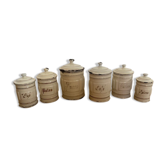 Set of 6 enamelled pots