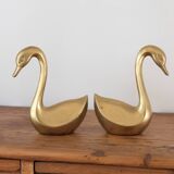 Pair of vintage brass swans
