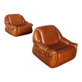 Paire de fauteuils vintage des années 1970 en similicuir et mousse, Italie