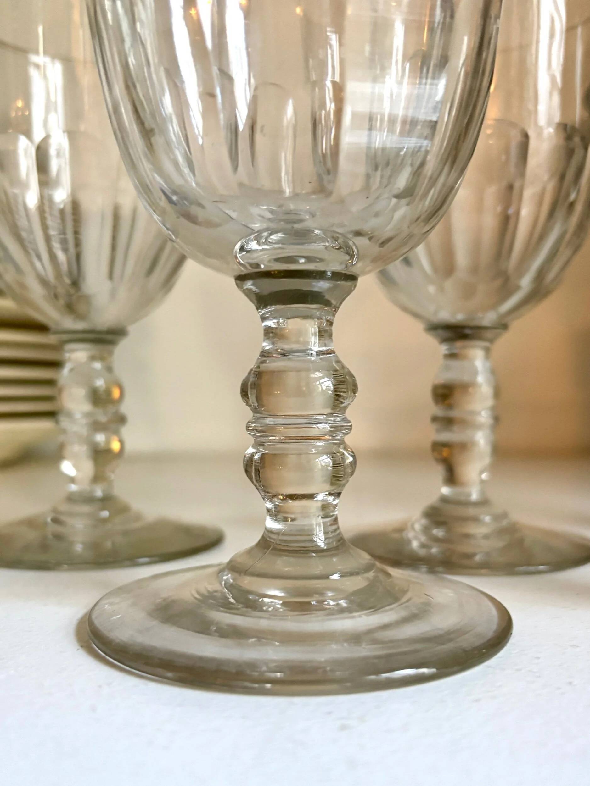 6 crystal stemmed glasses attributed to Baccarat, Gondole model